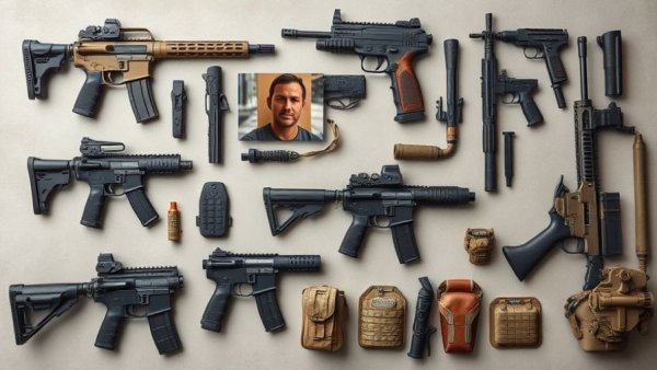 Tactical gear and portrait in University of Delaware student arrest case.