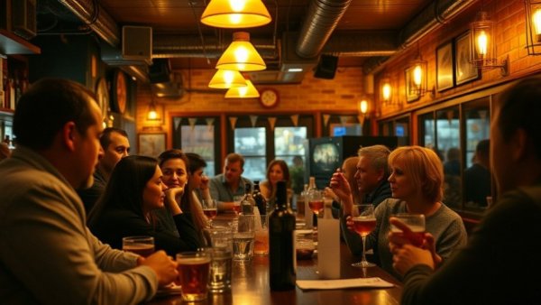 Lively bar scene in San Antonio with patrons enjoying drinks.