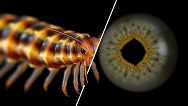 Detailed view of marine bristleworm and eye structure, evolution study.