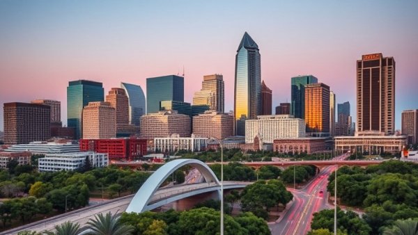 Fort Worth modern skyline at dusk showcasing economic development.