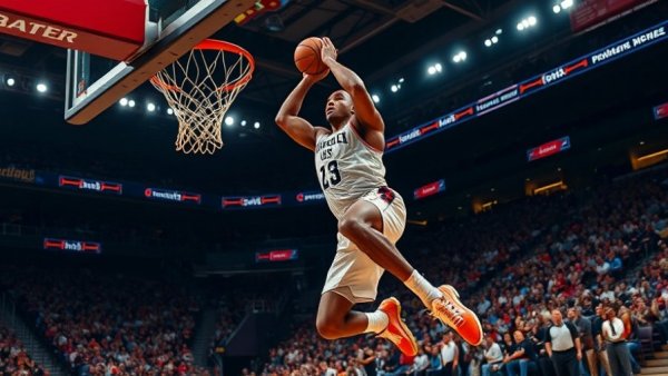 NBA Top Plays highlights, player performing slam dunk.