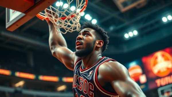 NBA's Top 10 Plays of the Night: dynamic dunk in basketball arena.