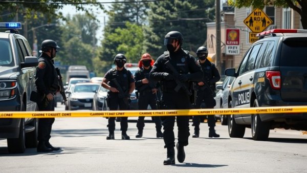 Connecticut standoff with police vehicles and officers