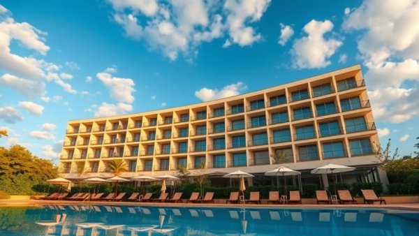 Inn at Green Pastures Austin pool area with modern architecture.