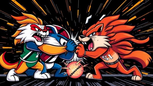 North Texas vs. Tulane AAC Championship, team mascots clash illustration.