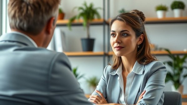 Business interview scene in Texas job market context.