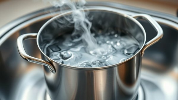 Water boiling in a pot during Pflugerville Boil Water Notice.
