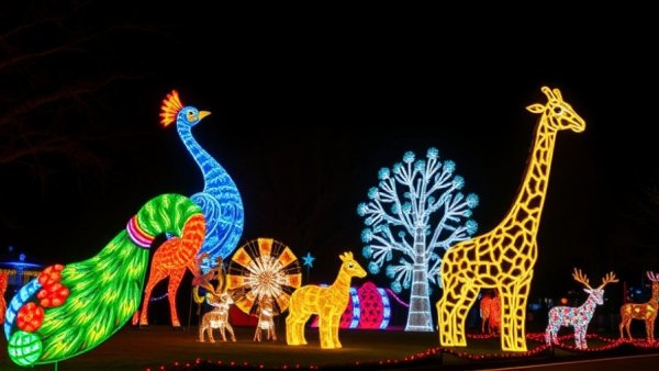 Festive illuminated displays at Houston holiday events showcasing Christmas lights.