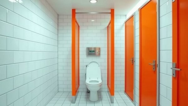 Public restroom scene highlighting hygiene, reflecting norovirus concerns.