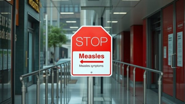 Texas measles outbreak warning sign at hospital entrance.