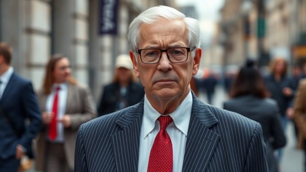 Older man in suit outside; political corruption news context.