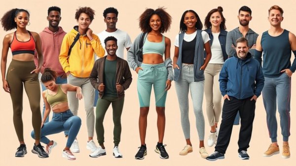 Collage featuring Outdoor Voices athleisure with diverse models and apparel.