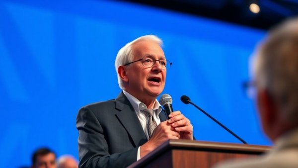 Elderly political speaker passionately addressing audience about protecting the Constitution.