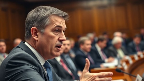 Focused politician discussing Republican health care plan in a meeting.