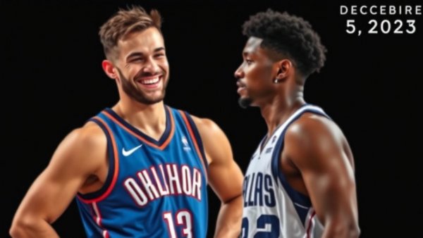 Oklahoma City Thunder vs Dallas Mavericks highlights graphic featuring players.