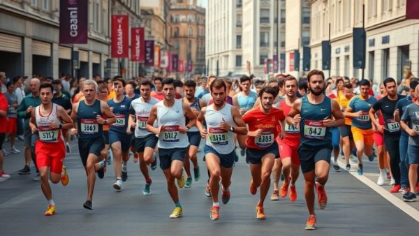 Marathon runners on closed San Antonio road.
