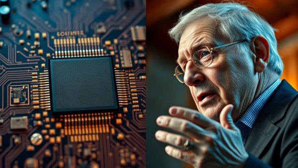 National security implications of Blackwell chips illustrated by tech and political split-image.