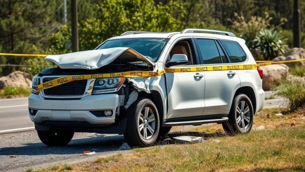Damaged SUV in Houston carjacking spree scene.
