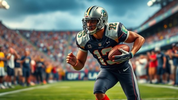 Dallas Cowboys player running with ball during exciting game.