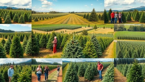 Scenes from best Christmas tree farms in Houston, farm activities.
