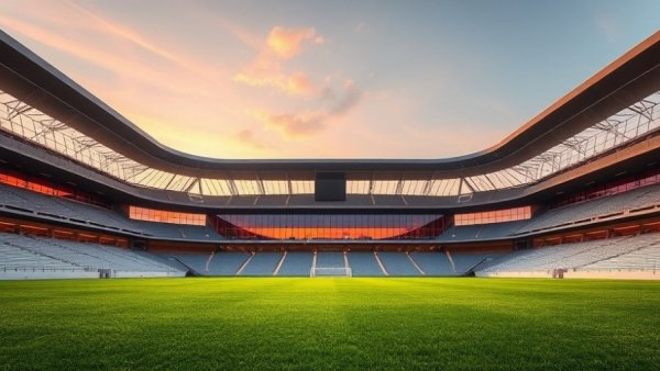 2026 FIFA World Cup Houston stadium at sunset.