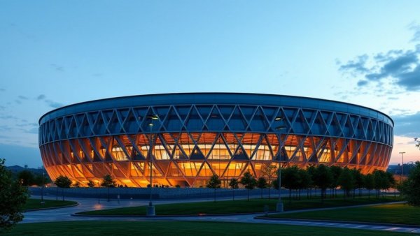 Modern stadium in Houston set for 2026 FIFA World Cup evening.