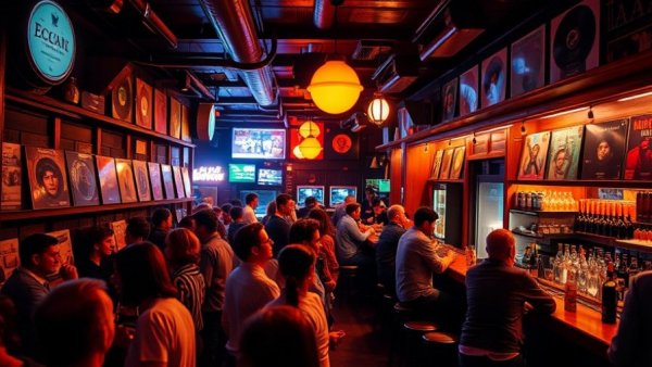 San Antonio nightlife in a cozy bar with vintage decor.