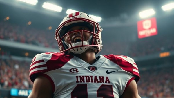 Celebrating Indiana football player during perfect 13-0 season.