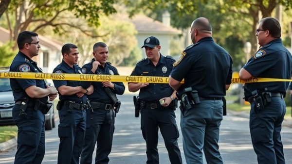 Police officers at San Antonio crime scene addressing gun violence.