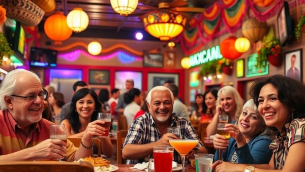 Vibrant Mexican restaurant scenes with happy patrons in Pasadena, TX.
