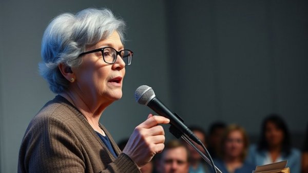 Speaker addressing audience, reminiscent of a National Labor Relations Board event.