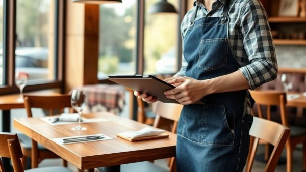 Server preparing table, highlighting minimum wage context 2026.