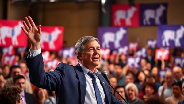 Democratic Governors Association event with speaker addressing audience.