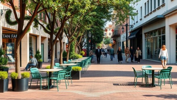 Georgetown parklet pilot program showing green outdoor seating.
