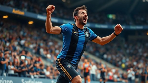 Zlatan Ibrahimović unstoppable force celebrating on the field.