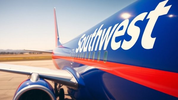 Southwest Airlines plane on runway, Trump administration waives fine against Southwest Airlines.