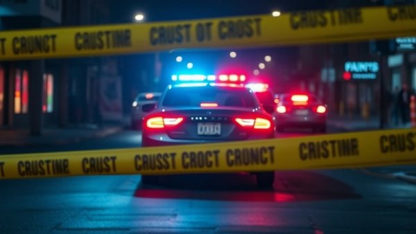 Nighttime crime scene in San Antonio with police presence.