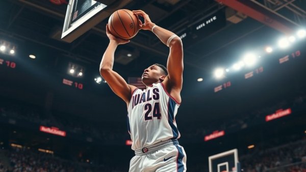 NBA's Top Plays: Player performs layup with focused expression.
