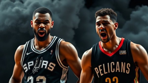 San Antonio Spurs vs New Orleans Pelicans Game Highlights poster with players