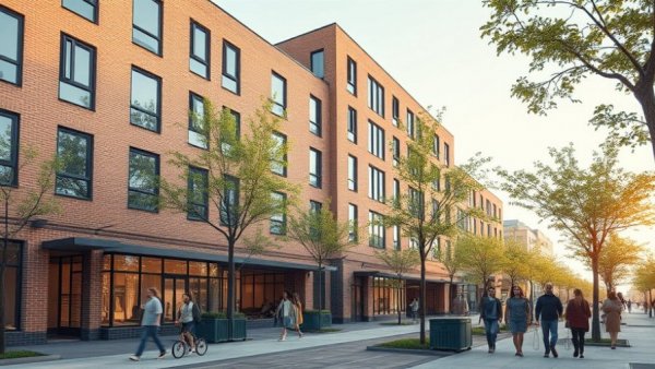 Urban development in Dallas showcasing modern brick architecture.