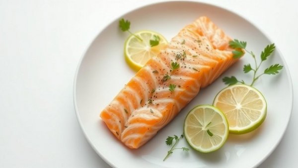 Delicious meal for IBS featuring salmon and herbs on a minimal plate.
