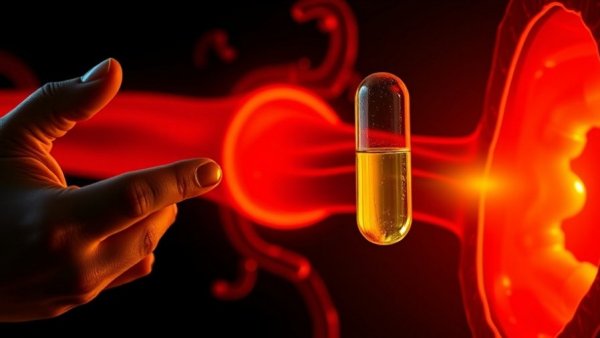 Vitamin C and heart health concept with capsule and artery.