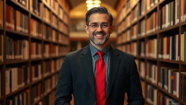 Eanes ISD superintendent smiling in a library environment.