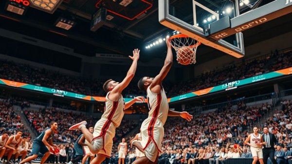 Exciting NBA Plays: Intense dunk in a thrilling basketball game.