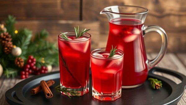 Festive pomegranate drink in a rustic setting for Recipes for Real Mana.