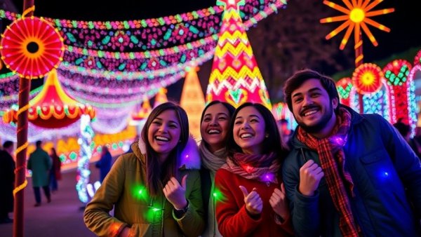 Families enjoying The Light Park Houston 2025 with festive lights.
