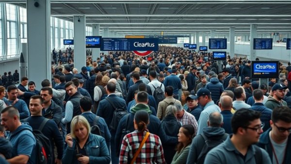 Busy airport terminal illustrating social media screening for visa-free travelers.