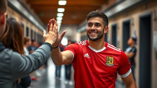 Undefeated in patience and persistence athlete celebrating a high-five.