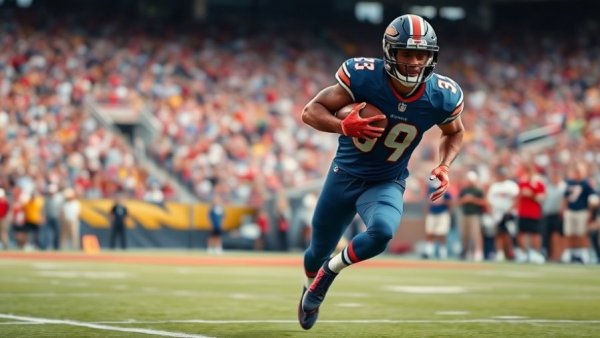 Dynamic NFL player showcasing talent vs technique during a game, vibrant scene.