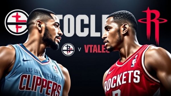 Houston Rockets vs Los Angeles Clippers highlights promo poster.